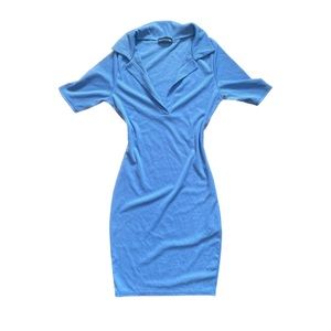 Light Blue Collared Bodycon Dress